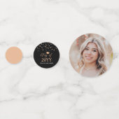 Rose Gold & Black Confetti Graduation Party Dekora Konfetti (Rückseiten)