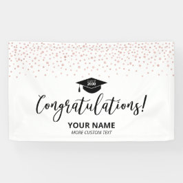 Rose Gold Black Confetti Gratulation Abschluss Banner