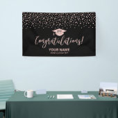 Rose Gold Black Confetti Gratulation Abschluss Banner (Messeveranstaltung)