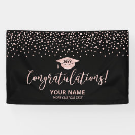 Rose Gold Black Confetti Gratulation Abschluss Banner