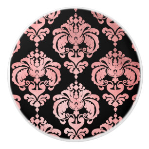 Rose Gold & Black Damask Elegante Schlafzimmerschr Keramikknauf