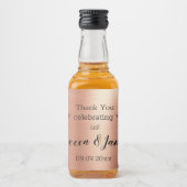 Rose Gold Black Danke Gastgeschenk Hochzeit Alkoholflaschenetikett (Vorderseite)