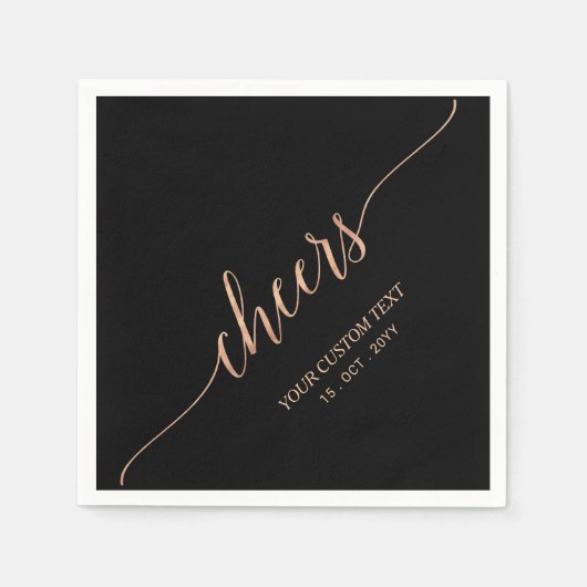 Rose Gold Black Elegant Stilvolle Letterjubeln Serviette (Vorderseite)