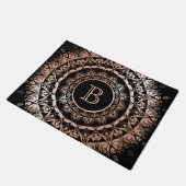 Rose Gold Black Floral Mandala Fußmatte (Schrägansicht)