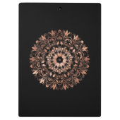 Rose Gold Black Floral Mandala Klemmbrett (Rückseite)