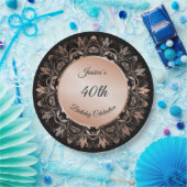 Rose Gold Black Floral Mandala Pappteller (Party)