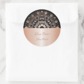 Rose Gold Black Floral Mandala Runder Aufkleber (Tasche)
