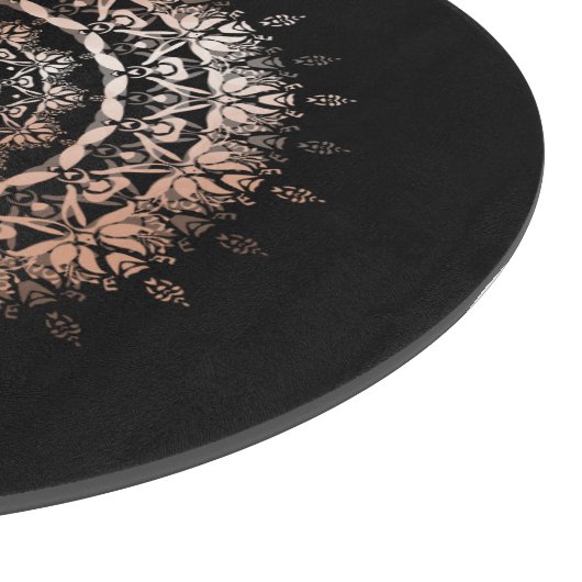 Rose Gold Black Floral Mandala Schneidebrett (Ecke)