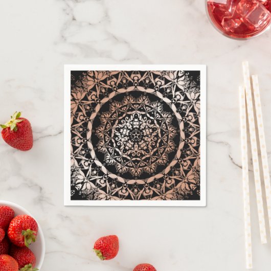 Rose Gold Black Floral Mandala Serviette (Beispiel)