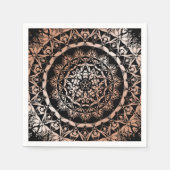 Rose Gold Black Floral Mandala Serviette (Vorderseite)