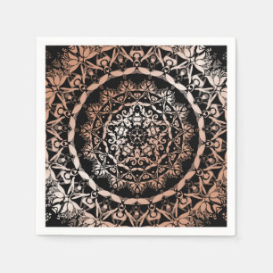 Rose Gold Black Floral Mandala Serviette