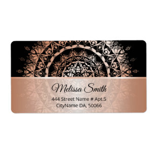 Rose Gold Black Floral Moderne Mandala