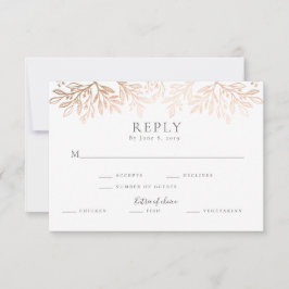 Rose Gold Black Floral Rustic Typografy Hochzeit RSVP Karte