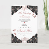 Rose Gold & Black Floral Tiara Quinceanera Program Einladung (Rückseite)