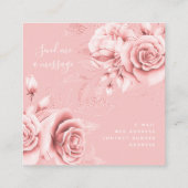 Rose Gold Black Floral Water Monogram Quadratische Visitenkarte (Rückseite)