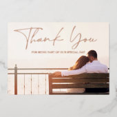 Rose Gold Black Foto Hochzeit Vielen Dank Rose Folieneinladung (Vorderseite)