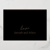 Rose Gold Black Foto Hochzeit Vielen Dank Rose Folieneinladung (Rückseite)