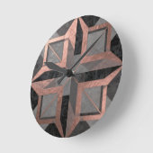 Rose Gold Black Geometric Marble Runde Wanduhr (Winkel)