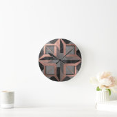 Rose Gold Black Geometric Marble Runde Wanduhr (Zuhause)