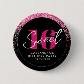 Rose Gold & Black Glam 16 . Geburtstag Geburtstag Button (Vorderseite)
