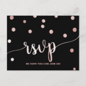 Rose Gold & Black Glam Confetti Song Anfrage UAWG Einladungspostkarte (Vorderseite)