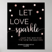 Rose Gold & Black Glam Confetti Sparkler abschicke Poster (Vorne)