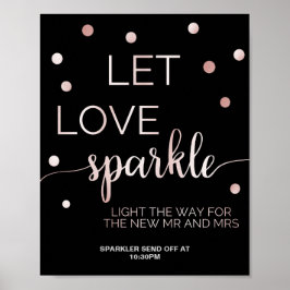 Rose Gold & Black Glam Confetti Sparkler abschicke Poster