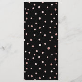 Rose Gold & Black Glam Confetti Wedding Menu Card Menükarte (Rückseite)