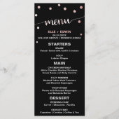 Rose Gold & Black Glam Confetti Wedding Menu Card Menükarte (Vorderseite)