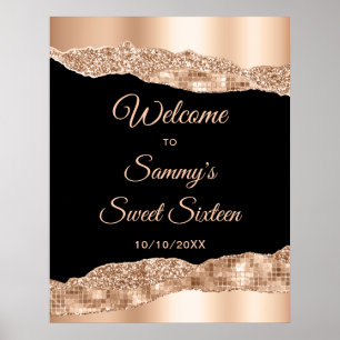 Rose Gold Black Glam Tränen 16 . Geburtstag Willko Poster