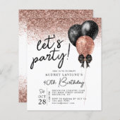 Rose Gold Black Glitzer Ballon Geburtstag (Vorne/Hinten)