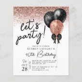 Rose Gold Black Glitzer Ballon Geburtstag (Vorderseite)