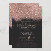 Rose Gold Black Glitzer Confetti Brautparty Einladung (Vorne/Hinten)