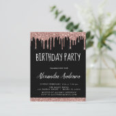 Rose Gold Black Glitzer Geburtstag (Stehend Vorderseite)
