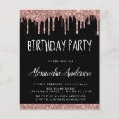 Rose Gold Black Glitzer Geburtstag (Vorderseite)