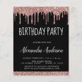 Rose Gold Black Glitzer Geburtstag Flyer (Vorne)
