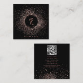 Rose Gold Black Glitzer Makeup Haar QR Code Quadratische Visitenkarte (Vorne/Hinten)