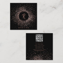 Rose Gold Black Glitzer Makeup Haar QR Code Quadratische Visitenkarte