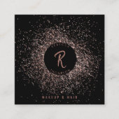 Rose Gold Black Glitzer Makeup Haar QR Code Quadratische Visitenkarte (Vorderseite)