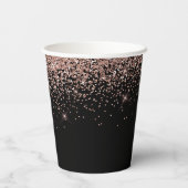 Rose Gold Black Glitzer Sparkone Monogramm Pappbecher (Rückseite)