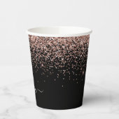 Rose Gold Black Glitzer Sparkone Monogramm Pappbecher (Links)