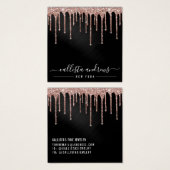 Rose Gold Black Glitzer Tropfen erhalten Grafikkar (Vorne & Hinten)