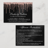 Rose Gold Black Glitzer Tropfen Lashes Visitenkarte (Vorne/Hinten)