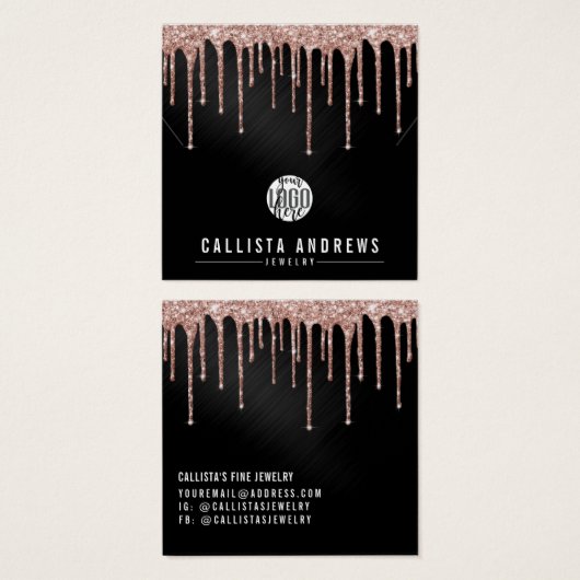 Rose Gold Black Glitzer Tropfen Logo-Bildschirm (Vorne & Hinten)