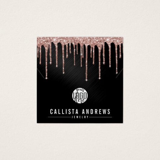 Rose Gold Black Glitzer Tropfen Logo-Bildschirm (Vorderseite)