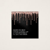 Rose Gold Black Glitzer Tropfen-Netzwerkkarte (Rückseite)