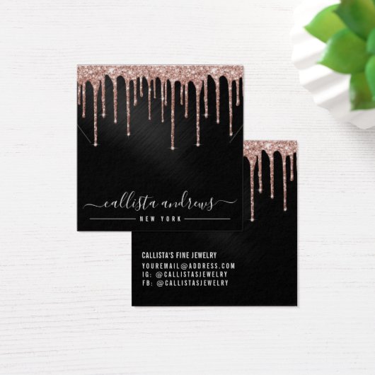 Rose Gold Black Glitzer Tropfen-Netzwerkkarte (Schreibtisch)