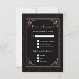 Rose Gold Black Great Gatsby Art Deco Hochzeit RSVP Karte