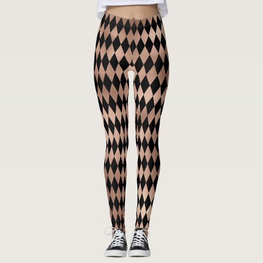 Rose Gold & Black Harlequin Leggings (Vorderseite)
