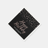 Rose gold Black Hexagon Confetti Happy Birthday Na Serviette (Ecke)